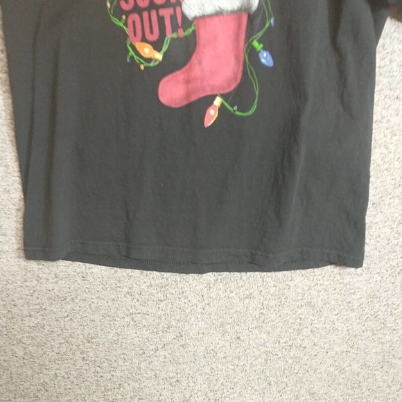 Christmas Holiday Rock Out with Your Sock Out Stocking Graphic Print Shirt Faded - Picture 5 of 9